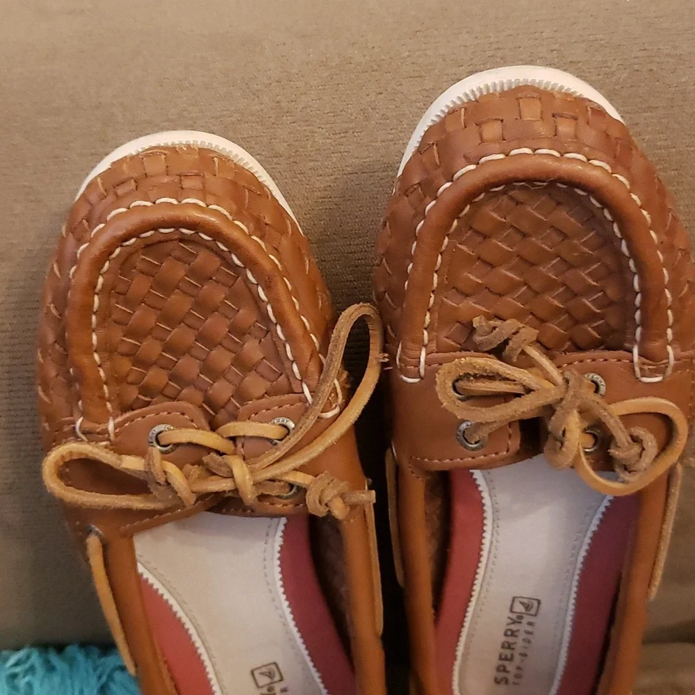 Sperry Women’s Topsiders Braided Woven Leather Loafers Flats Boat Shoe Brown 6.5 - Picture 7 of 9